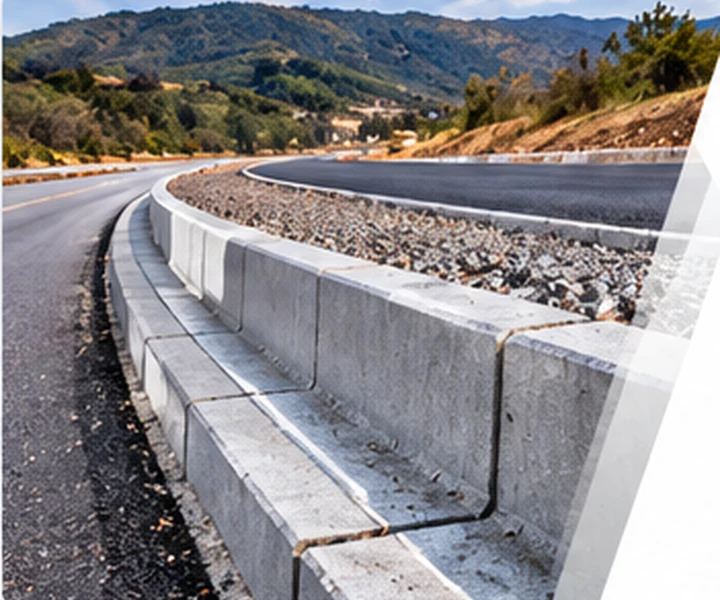 Concrete kerbs and channels along a road